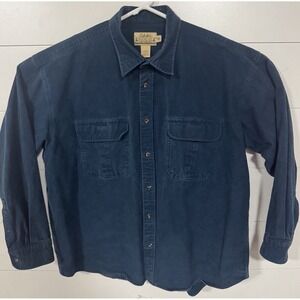 Vintage Cabela's Deerskin Soft Chamois Shirt Mens 2XL Blue Heavyweight Button Up